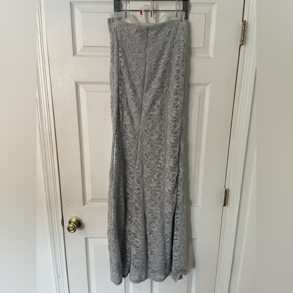 Silverish-Grey Lace/Fishnet Side Split Skirt - Picture 10 of 10